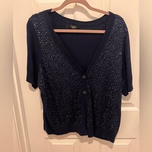 Talbots Navy Sequin Cardigan - 2X petite